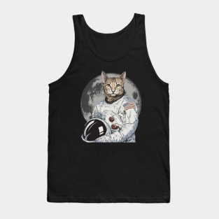 Astronaut Space Cat Moon Tank Top